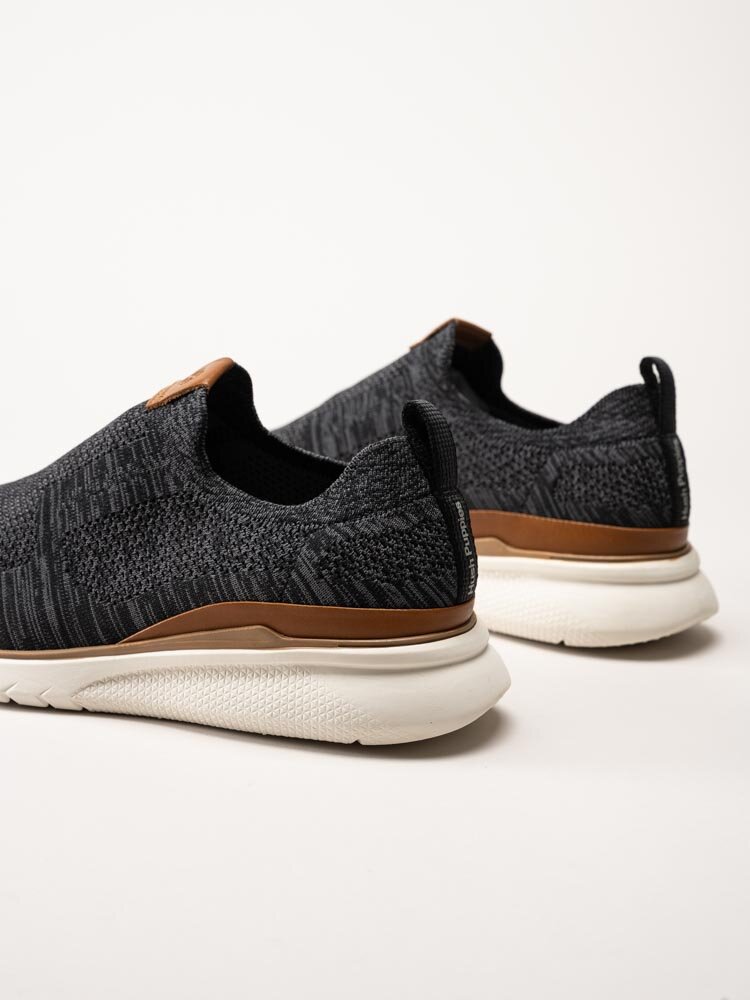 Hush Puppies - Mörkgrå slip on skor i textil