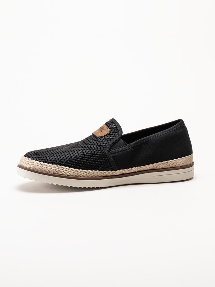 Rieker - Svarta slip on tygskor
