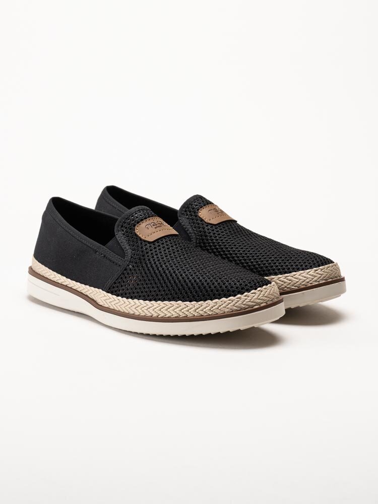 Rieker - Svarta slip on tygskor