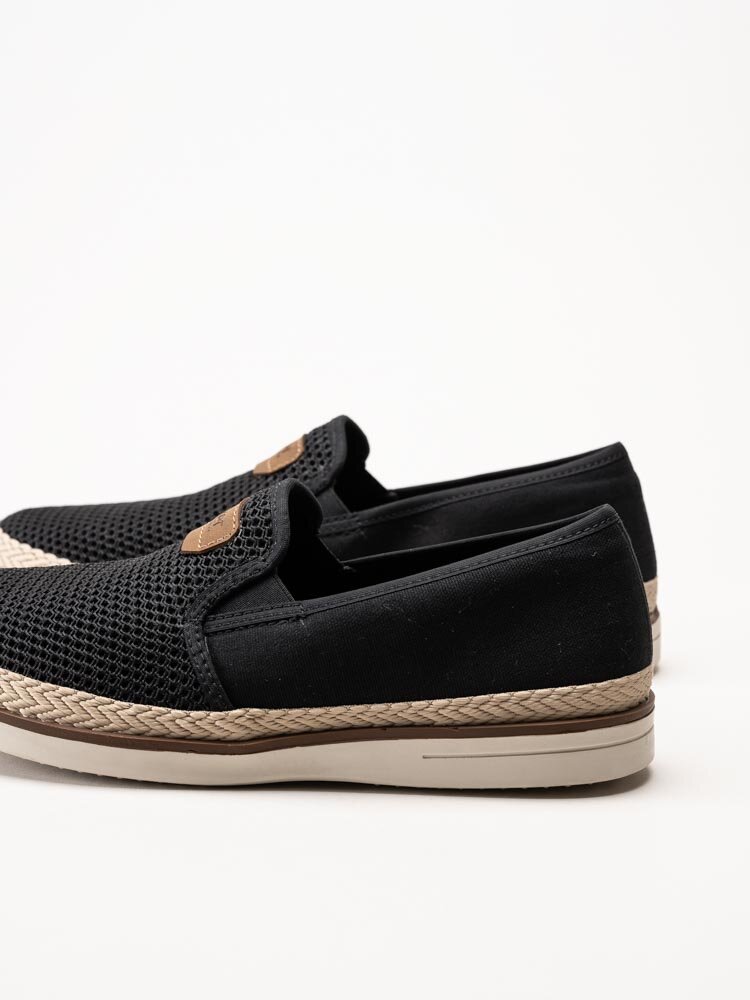 Rieker - Svarta slip on tygskor