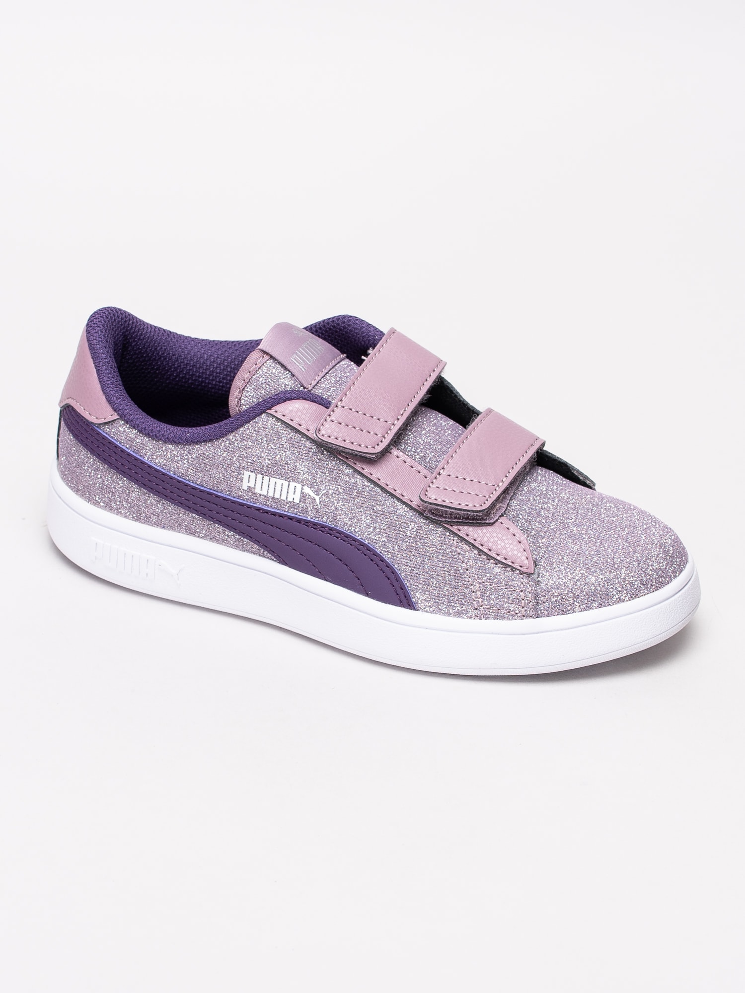 56191086 Puma Smash v2 Glitz Glam Preschool 367378-06 lila glittriga sneakers med kardborre-1