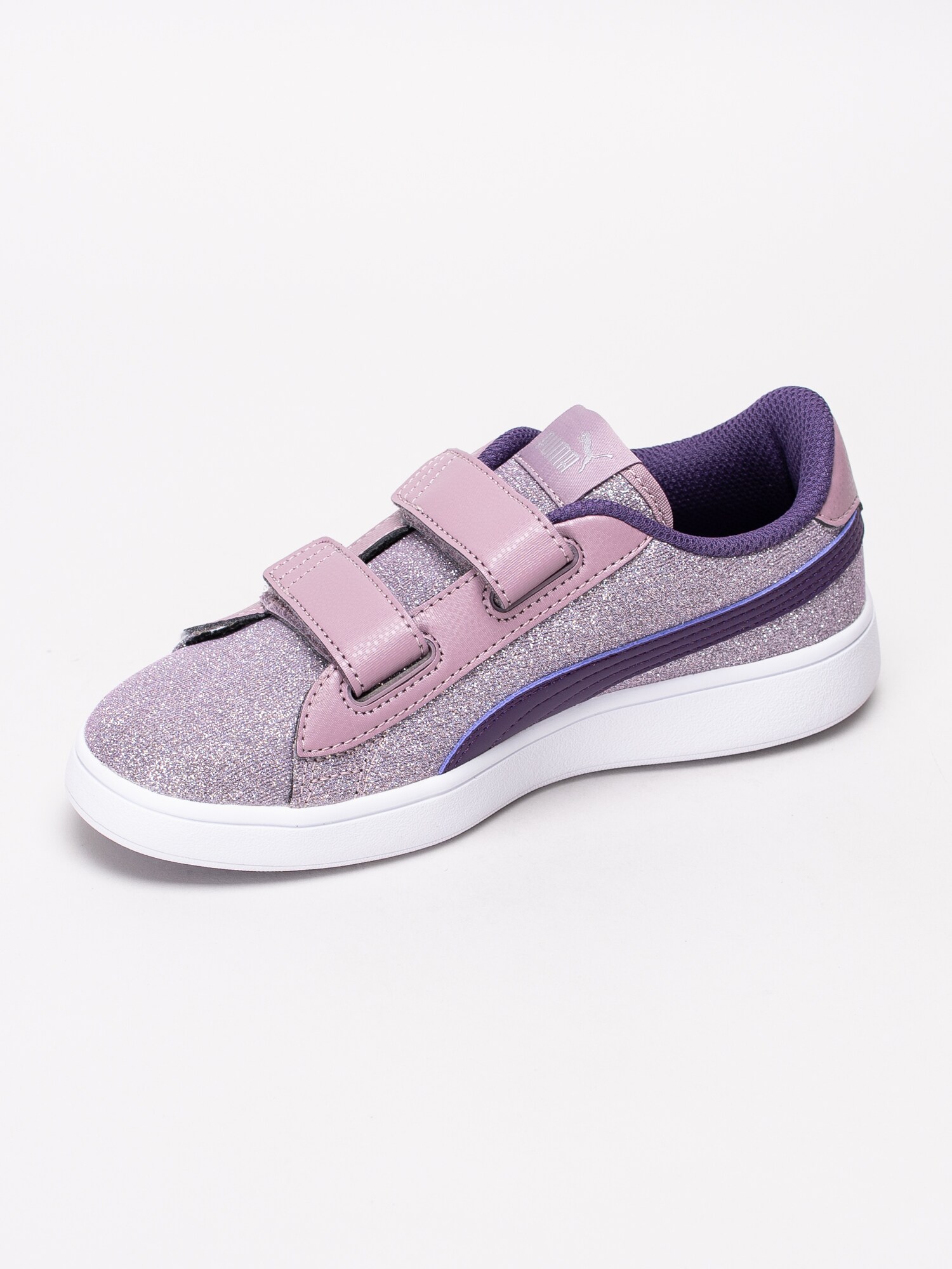 56191086 Puma Smash v2 Glitz Glam Preschool 367378-06 lila glittriga sneakers med kardborre-2