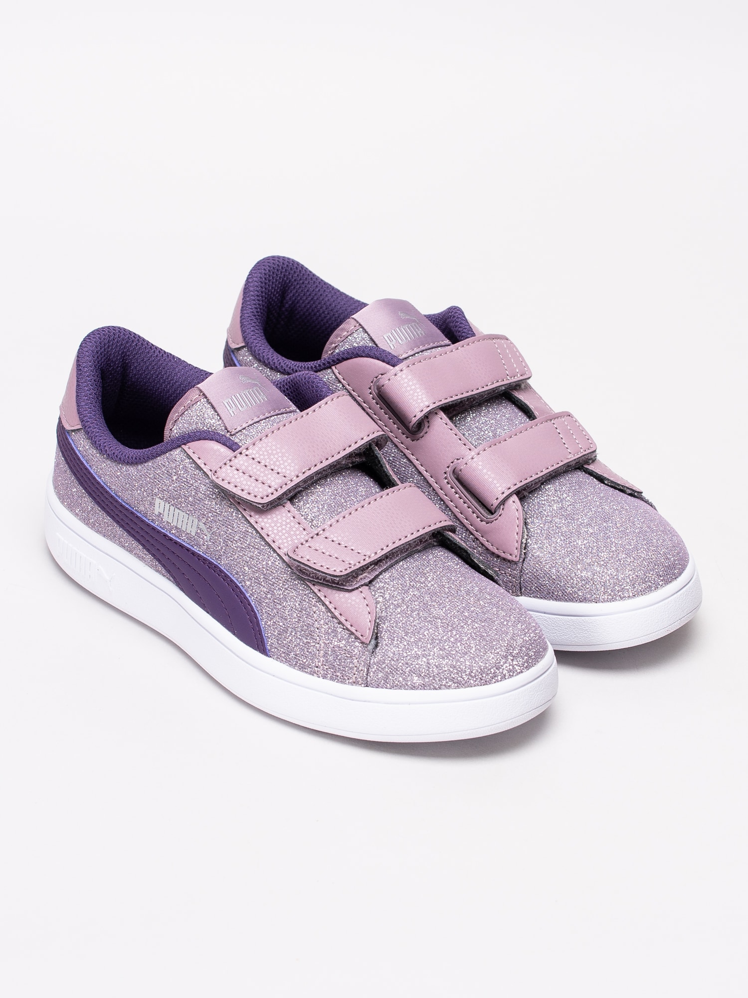 56191086 Puma Smash v2 Glitz Glam Preschool 367378-06 lila glittriga sneakers med kardborre-3