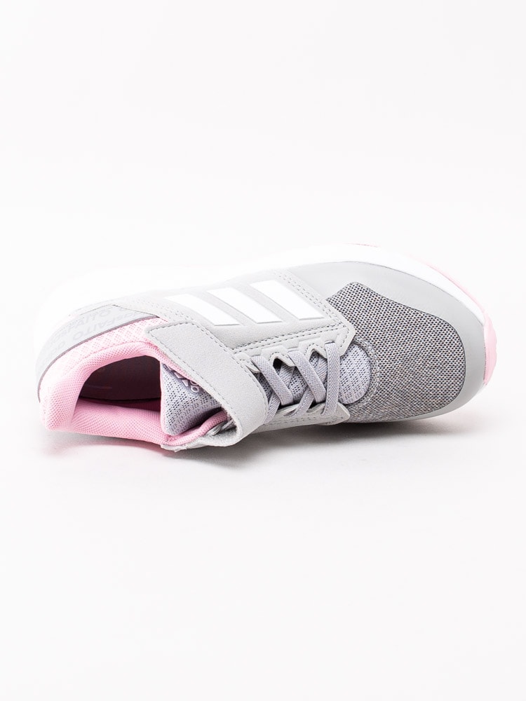 56201013 Adidas FortaFaito Elastic Kids F36105 Ljusgrå sportskor med rosa detaljer-4