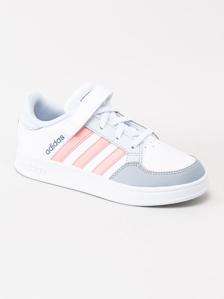 Adidas - Breaknet C - Vita sneakers med rosa stripes