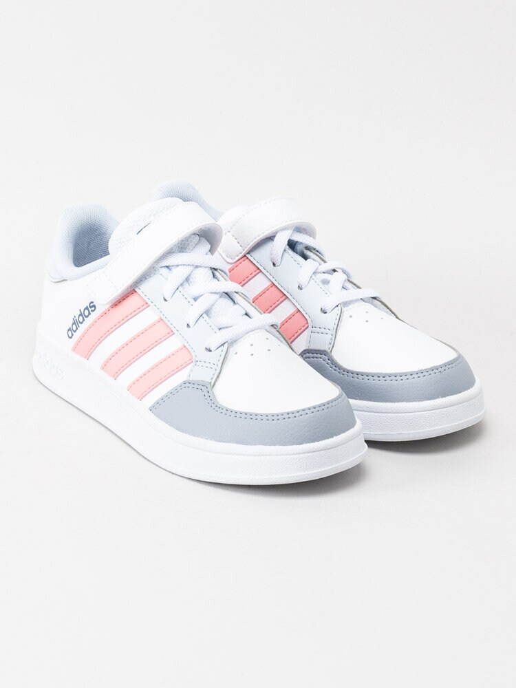 Adidas - Breaknet C - Vita sneakers med rosa stripes