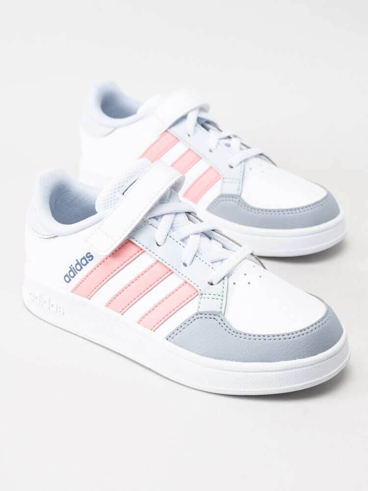 Adidas - Breaknet C - Vita sneakers med rosa stripes