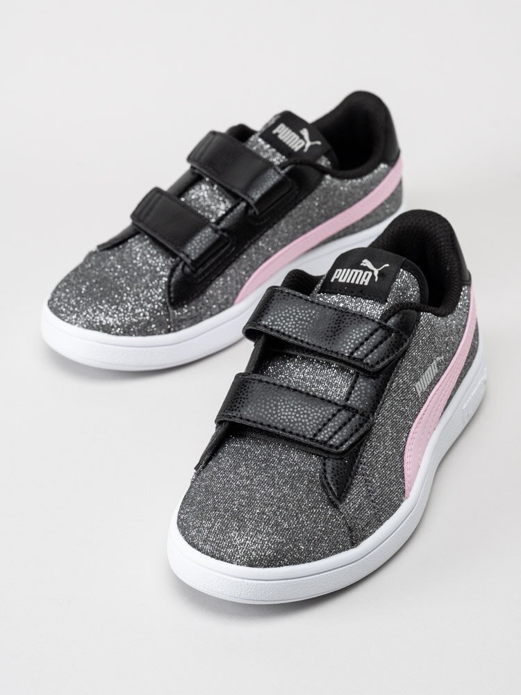 Puma - Smash V2 Glitz Glam V Ps - Svartglittriga sneakers med rosa detaljer