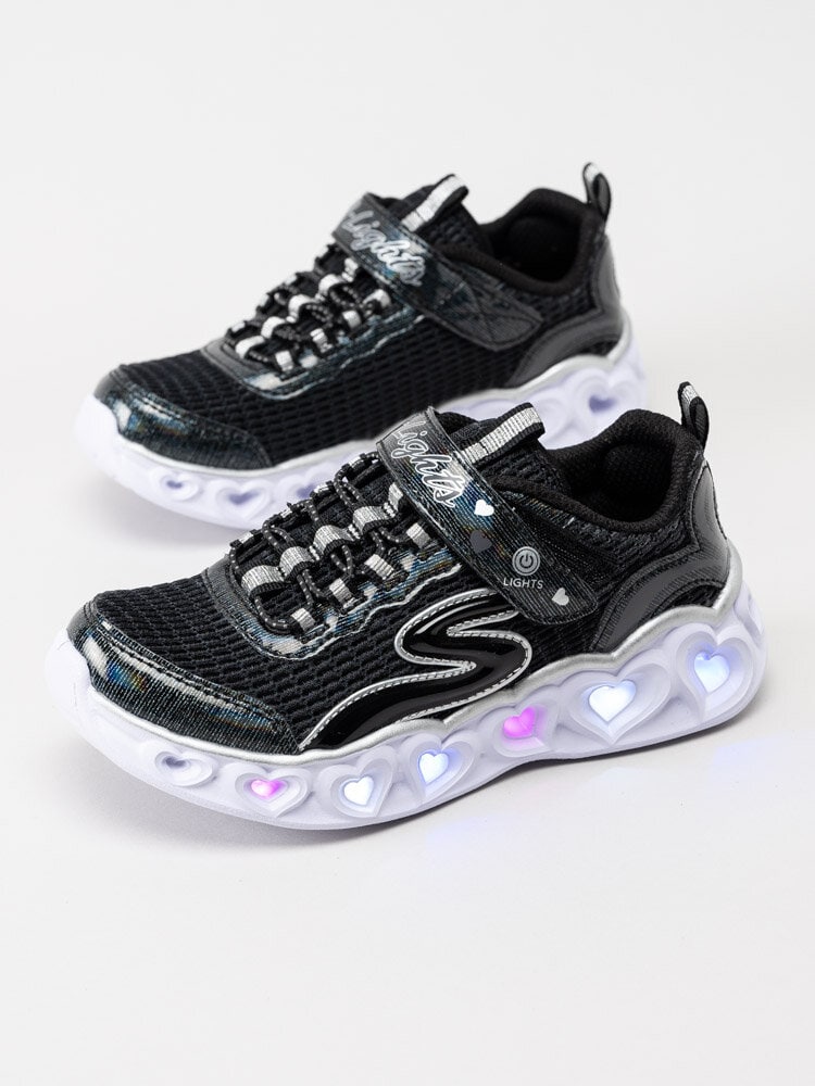 Skechers - Heartlights Flashy Flash - Svarta blinkskor med hjärtan