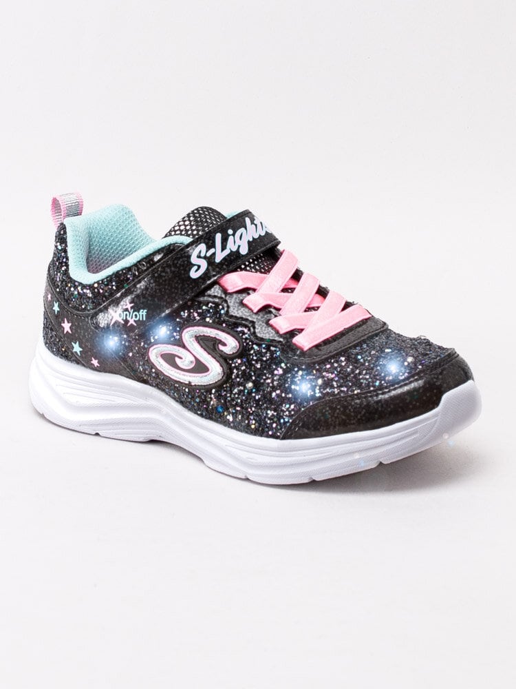 Skechers - S Lights Glimmer Kicks Glitter - Svarta glittriga blinkskor för barn