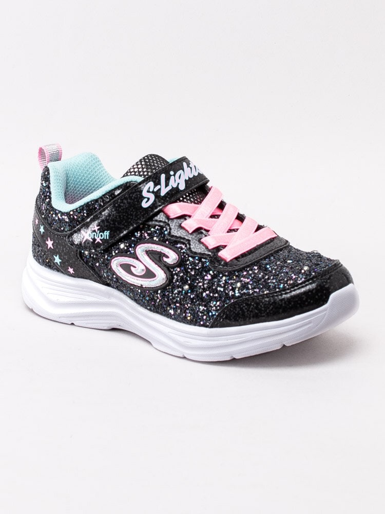 Skechers - S Lights Glimmer Kicks Glitter - Svarta glittriga blinkskor för barn