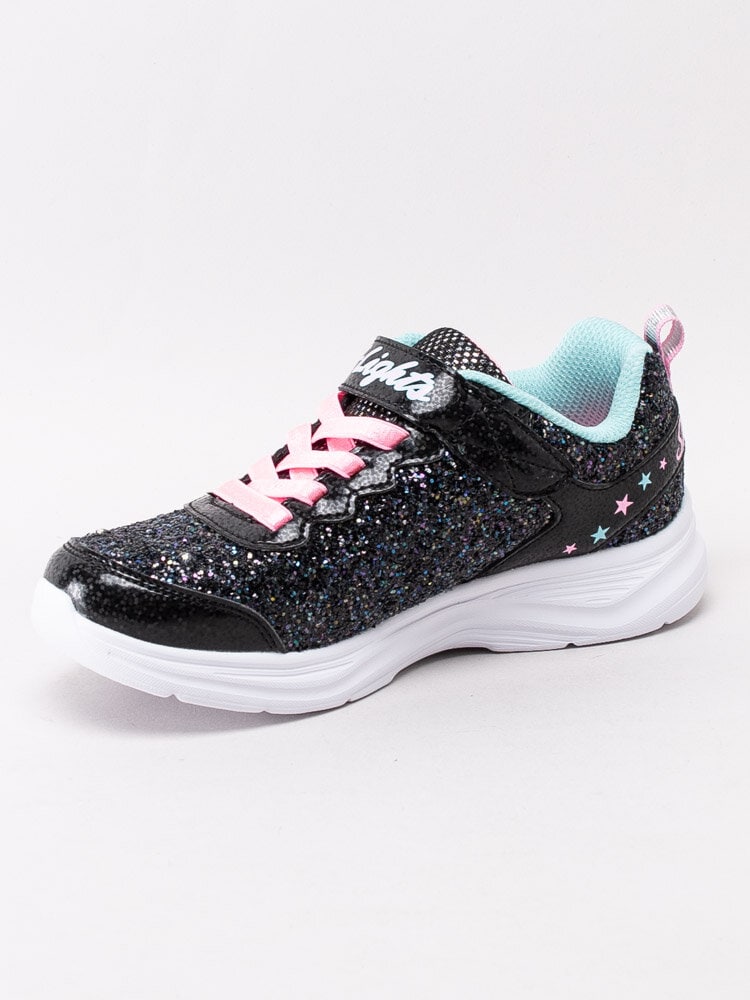 Skechers - S Lights Glimmer Kicks Glitter - Svarta glittriga blinkskor för barn