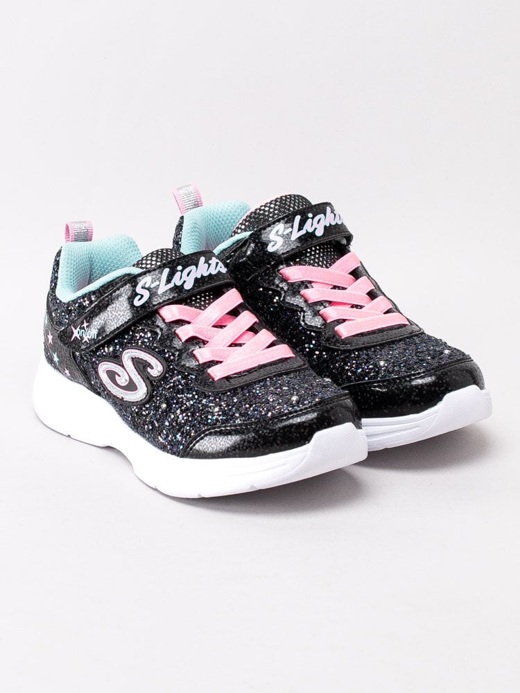 Skechers - S Lights Glimmer Kicks Glitter - Svarta glittriga blinkskor för barn