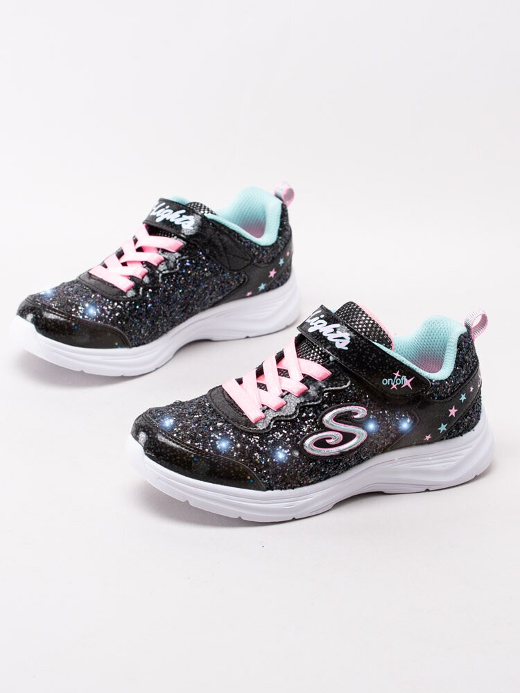 Skechers - S Lights Glimmer Kicks Glitter - Svarta glittriga blinkskor för barn