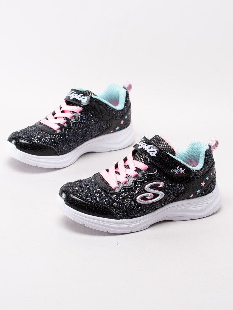 Skechers - S Lights Glimmer Kicks Glitter - Svarta glittriga blinkskor för barn