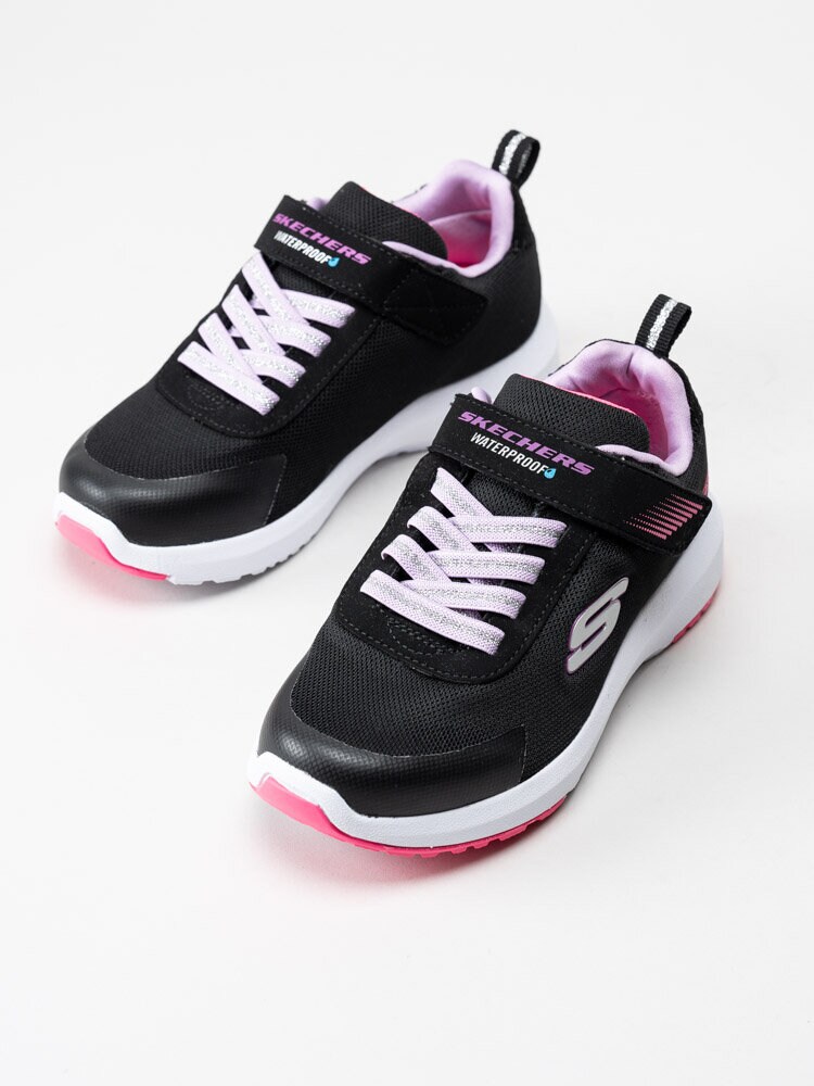 Skechers - Girls Dynamic Tread WP - Svarta vattentäta sneakers med rosa detaljer