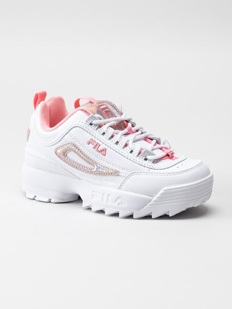 FILA - Disruptor F Kids - Vita sneakers med rosa skimrande detaljer