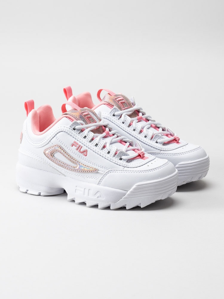 FILA - Disruptor F Kids - Vita sneakers med rosa skimrande detaljer