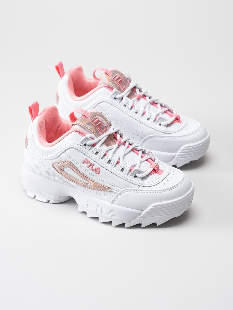 FILA - Disruptor F Kids - Vita sneakers med rosa skimrande detaljer