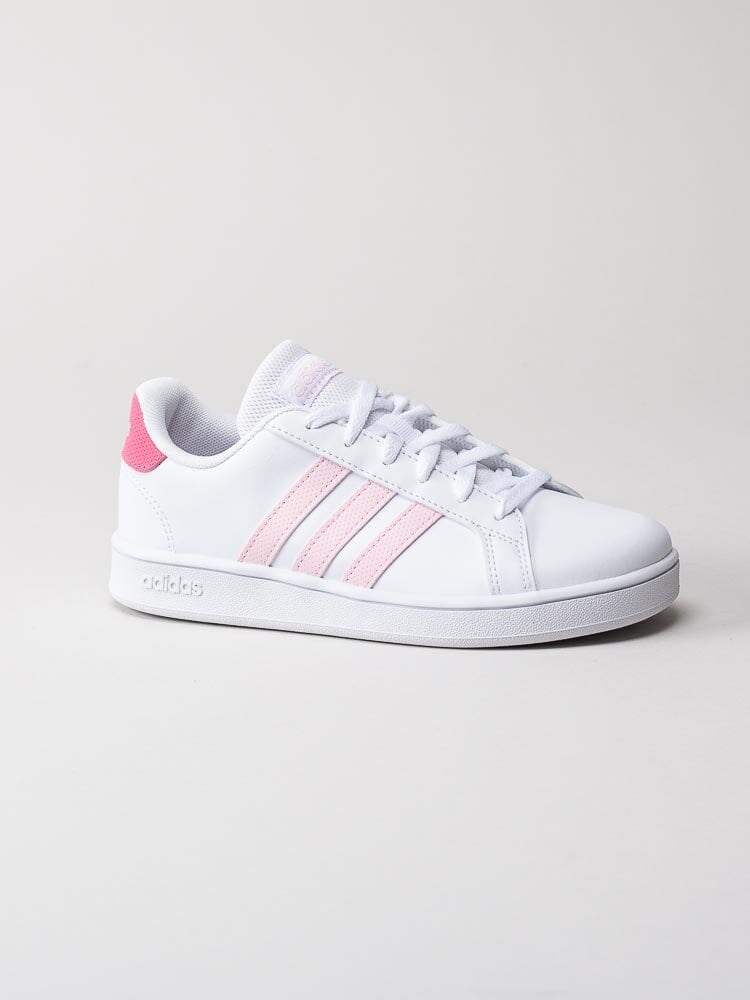 Adidas - Grand Court K - Vita sneakers med rosa stripes
