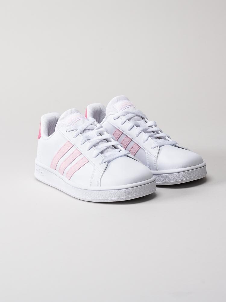 Adidas - Grand Court K - Vita sneakers med rosa stripes