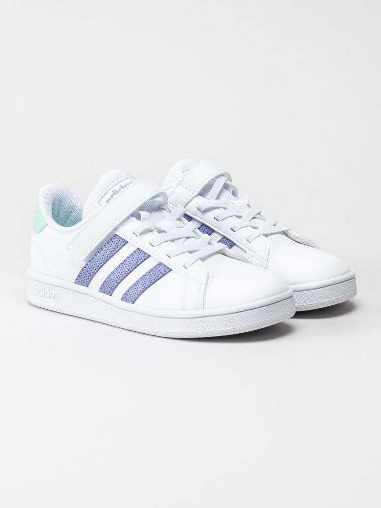 Adidas - Grand Court El C - Vita sneakers med lila stripes