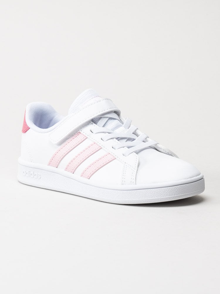 Adidas - Grand Court El C - Vita sneakers med rosa stripes