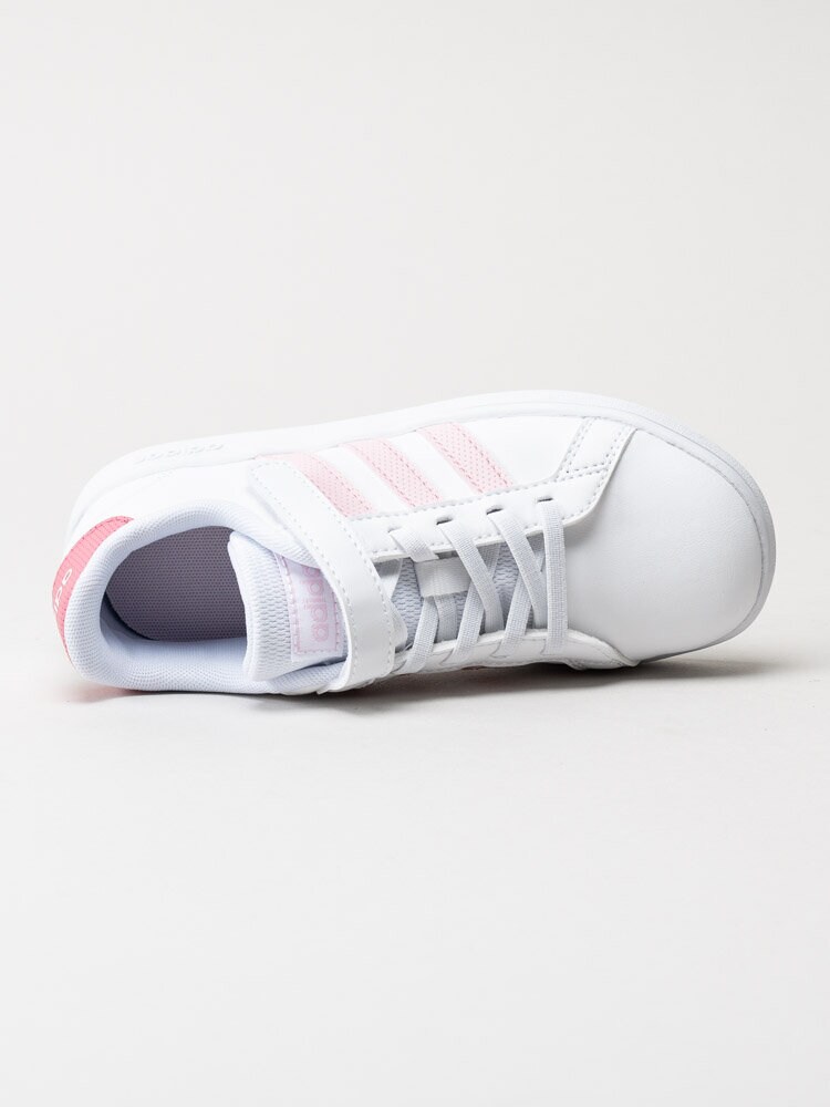 Adidas - Grand Court El C - Vita sneakers med rosa stripes