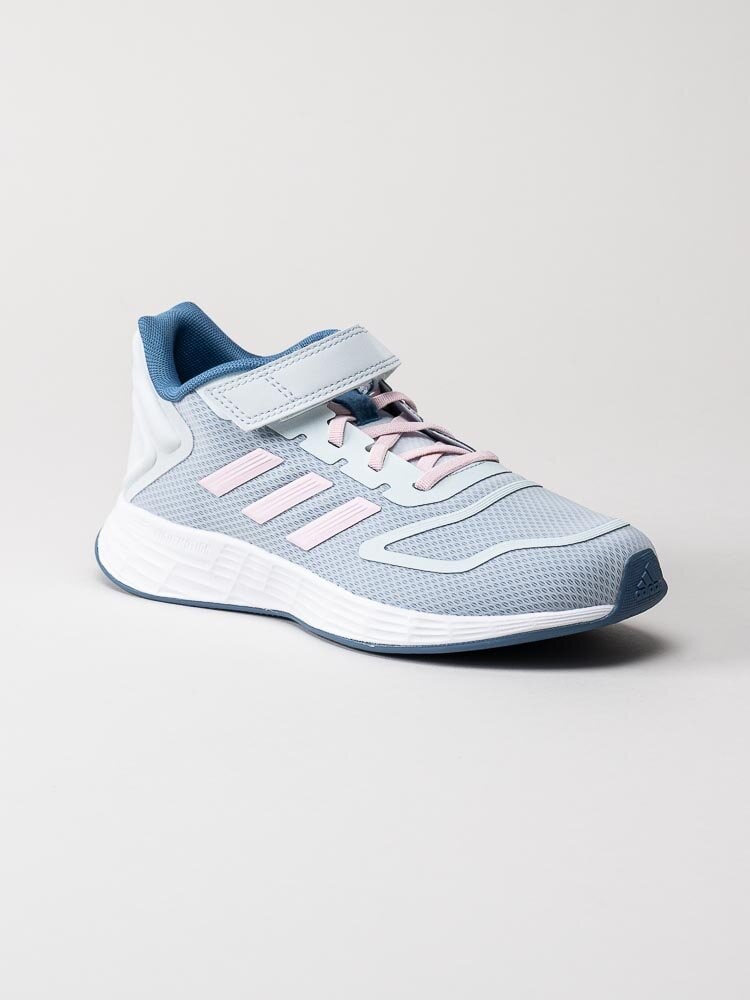 Adidas - Duramo 10 El K - Ljusblå sneakers i textil med rosa stripes