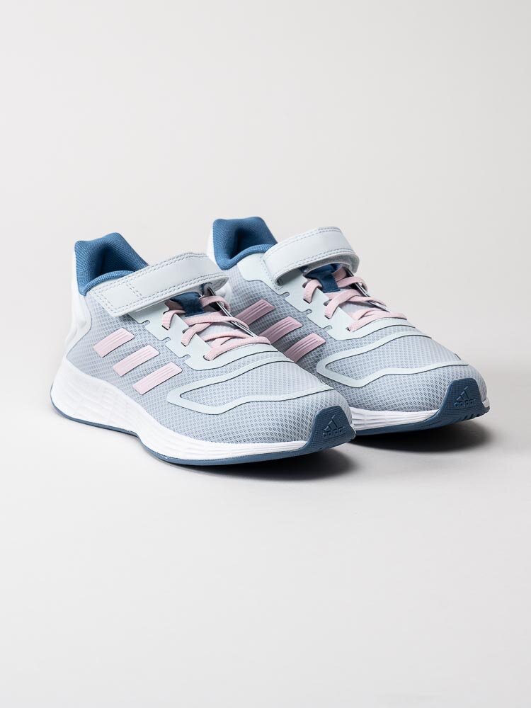 Adidas - Duramo 10 El K - Ljusblå sneakers i textil med rosa stripes