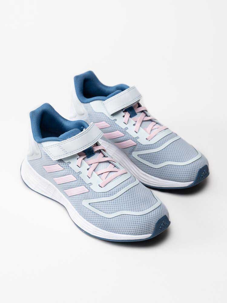 Adidas - Duramo 10 El K - Ljusblå sneakers i textil med rosa stripes