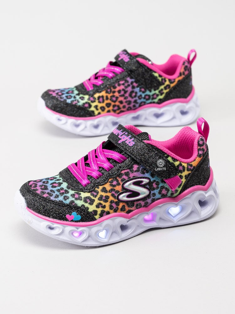 Skechers - Girls Heart Lights Love Match - Rosa leopoardmönstrade blinkskor