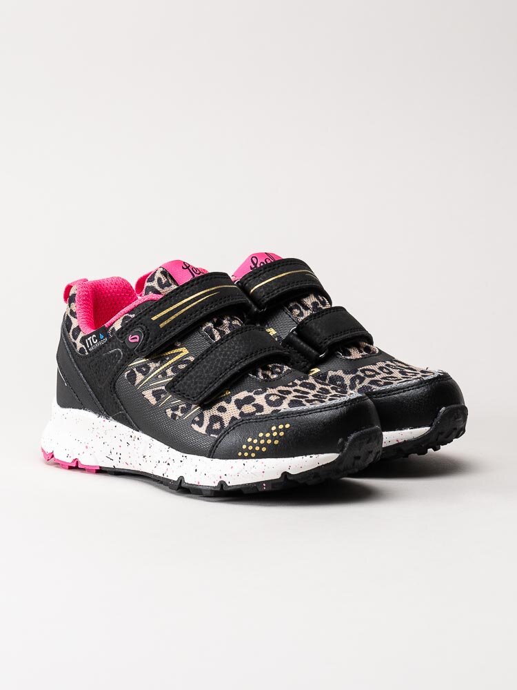 Leaf - Kuova - Svarta vattentäta sneakers med leopardmönster