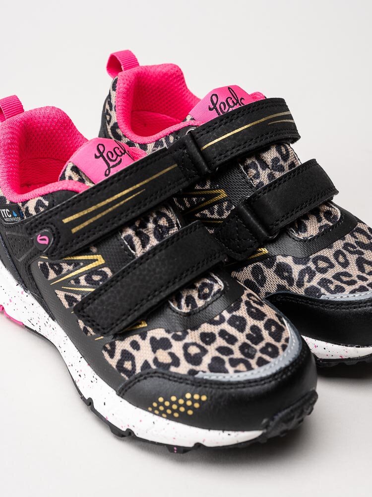 Leaf - Kuova - Svarta vattentäta sneakers med leopardmönster