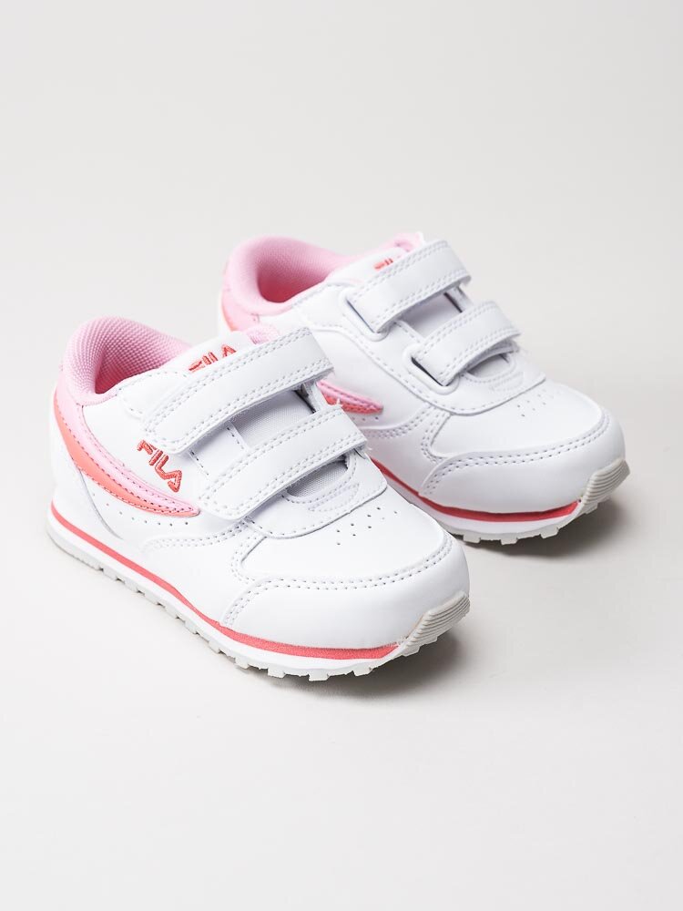 FILA - Orbit Velcro Infants - Vita sneakers med rosa och orange partier