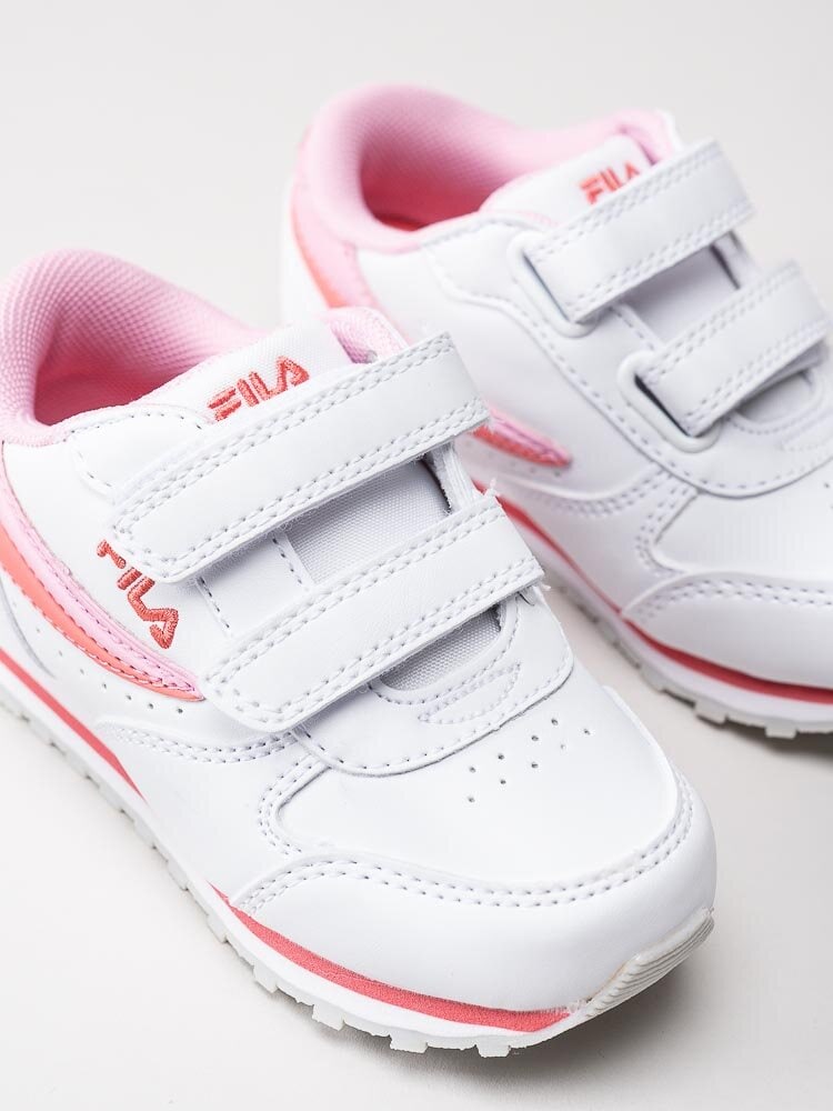 FILA - Orbit Velcro Infants - Vita sneakers med rosa och orange partier