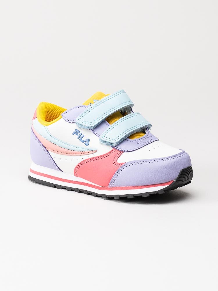 FILA - Orbit Velcro Infants - Vita sneakers med rosa, lila och turkosa partier