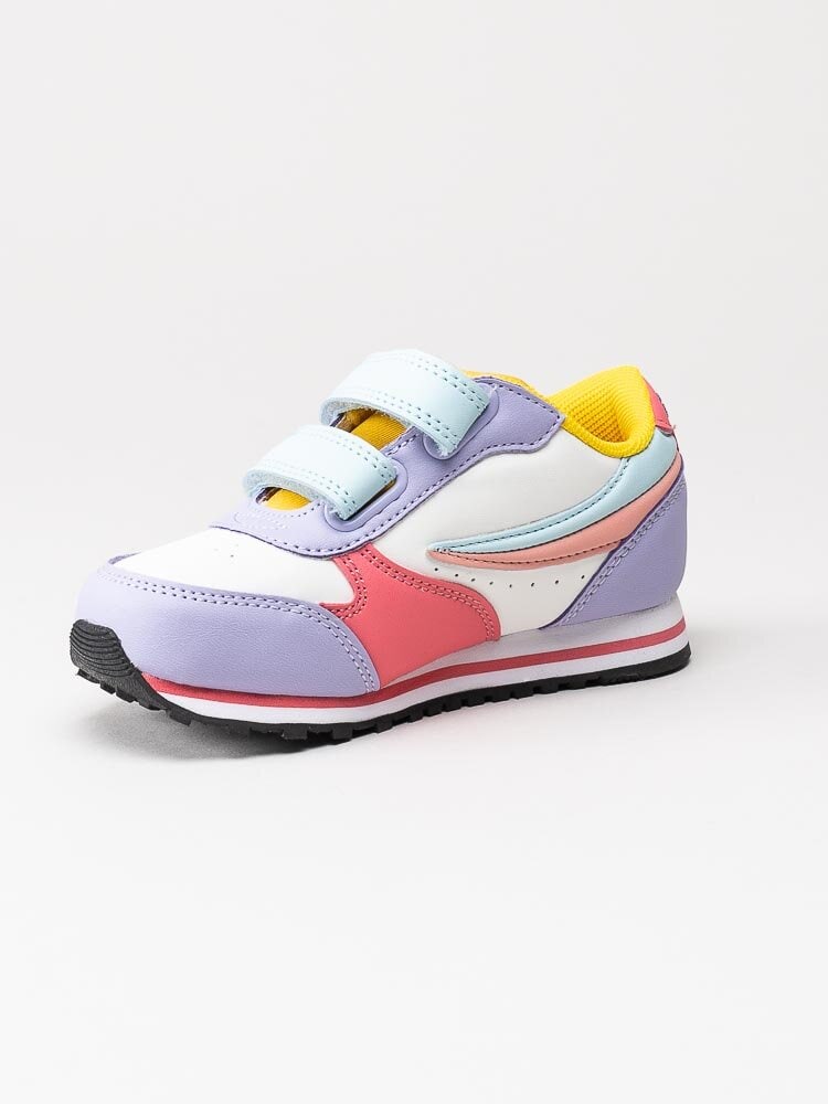 FILA - Orbit Velcro Infants - Vita sneakers med rosa, lila och turkosa partier