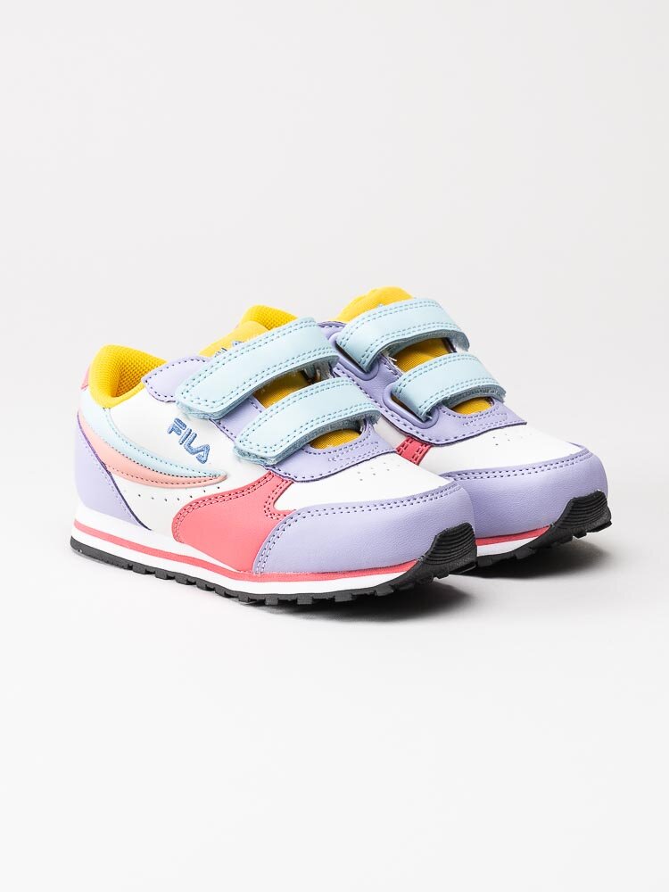 FILA - Orbit Velcro Infants - Vita sneakers med rosa, lila och turkosa partier