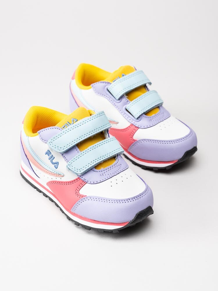 FILA - Orbit Velcro Infants - Vita sneakers med rosa, lila och turkosa partier