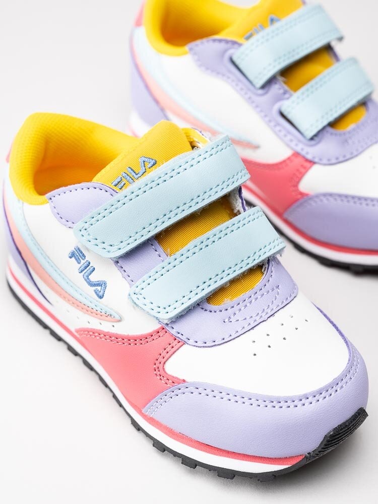 FILA - Orbit Velcro Infants - Vita sneakers med rosa, lila och turkosa partier