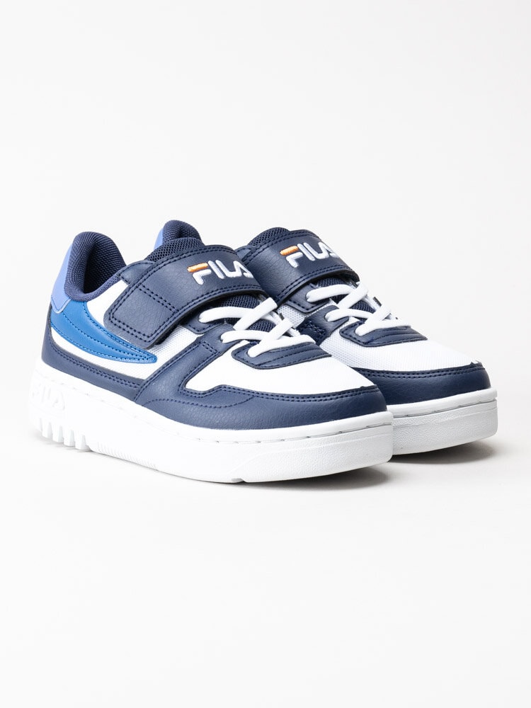 FILA - Fxventuno Velcro Kids - Vita och blå sneakers i syntet
