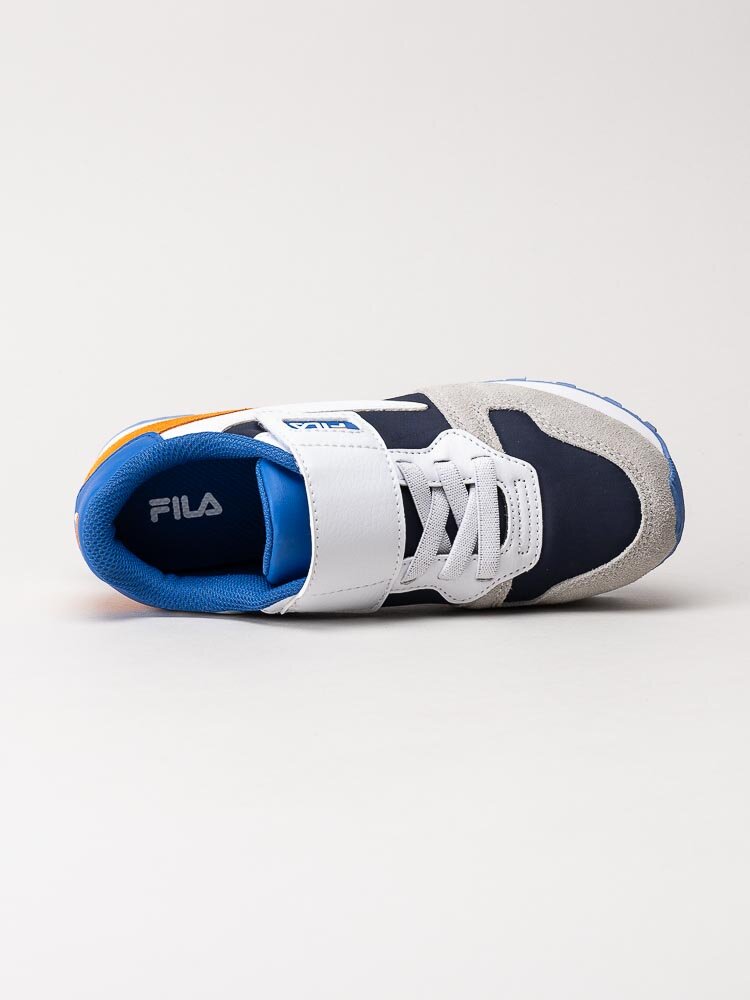 FILA - Retroque Velcro Kids - Blå sneakers med grå och orange detaljer