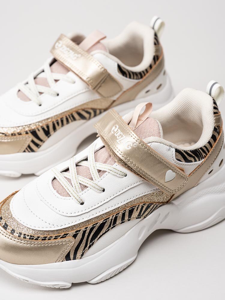 ZigZag - Fialey Kids - Off white sneakers med zebramönster och guldmetallic