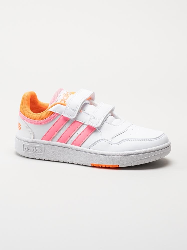 Adidas - Hoops 3.0 CF C - Vita sneakers med orange detaljer