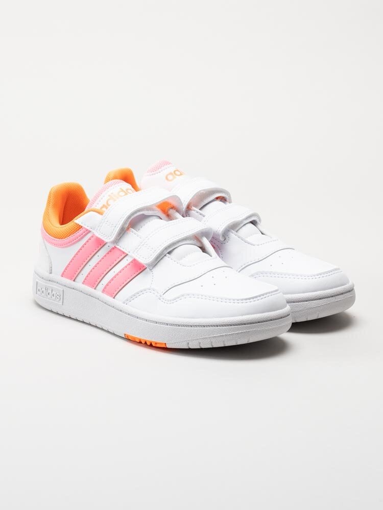 Adidas - Hoops 3.0 CF C - Vita sneakers med orange detaljer