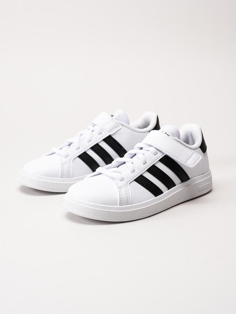 Adidas - Grand Court 2.0 El K - Vita sneakers med svarta stripes