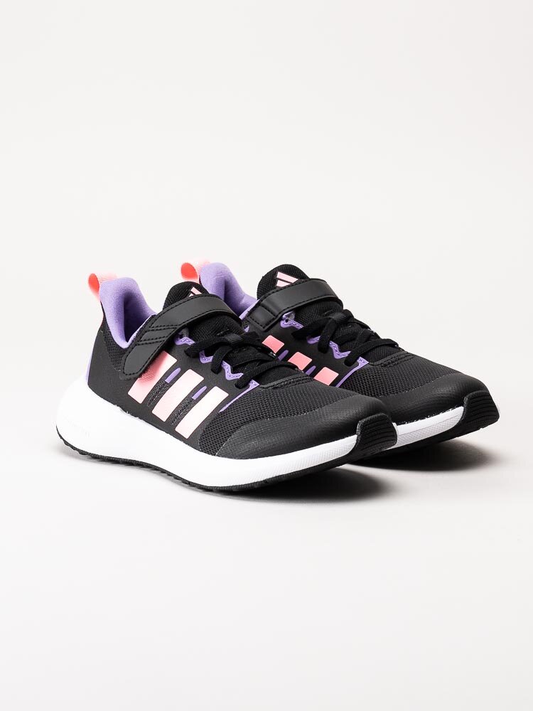 Adidas - FortaRun 2.0 El K - Svarta sportskor med rosa stripes