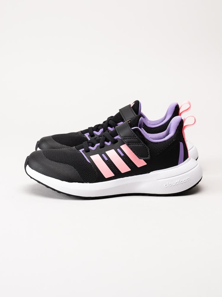 Adidas - FortaRun 2.0 El K - Svarta sportskor med rosa stripes