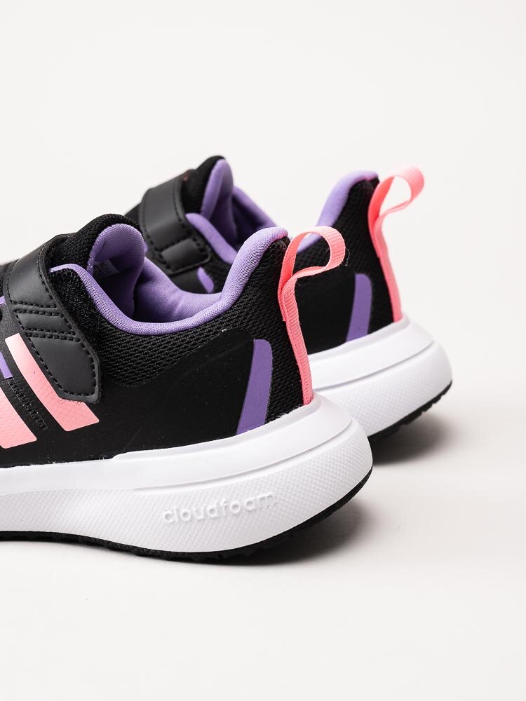 Adidas - FortaRun 2.0 El K - Svarta sportskor med rosa stripes